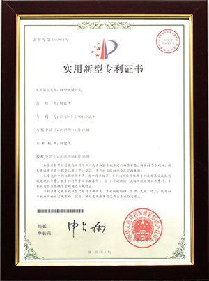 新型實用專利證書ZL201520911342.9